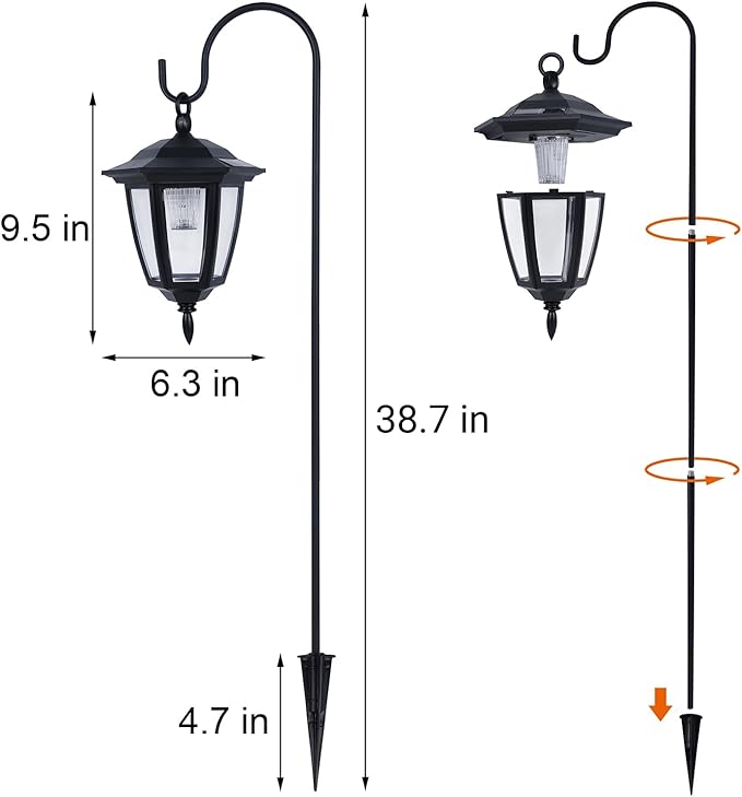 Dynaming 4 Pack Solar Hanging Lights Outdoor, Solar Powered Garden Decorative - Image 2