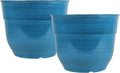 Garden Elements Indoor/Outdoor Glazed Brushed Happy Plastic Planter, Dark Blue by GardenElements