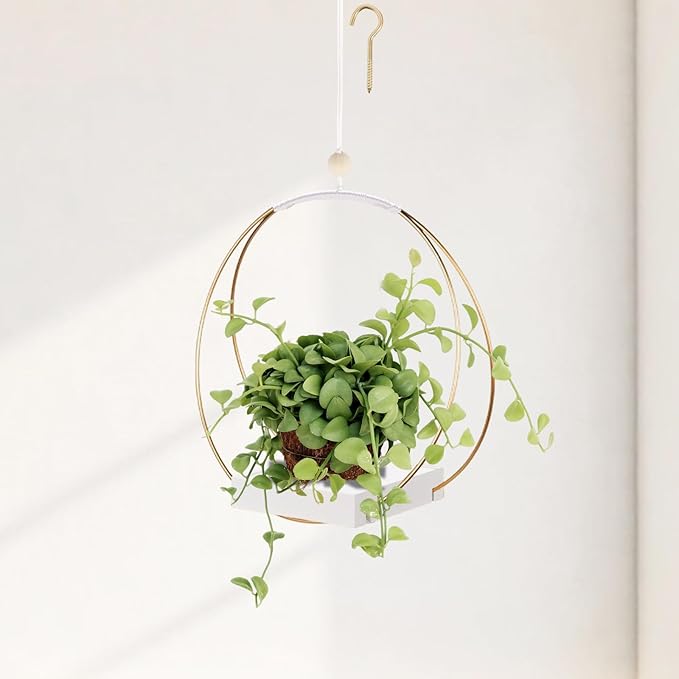 Mid Century Boho Macrame Metal Planter by Adnkwolivt