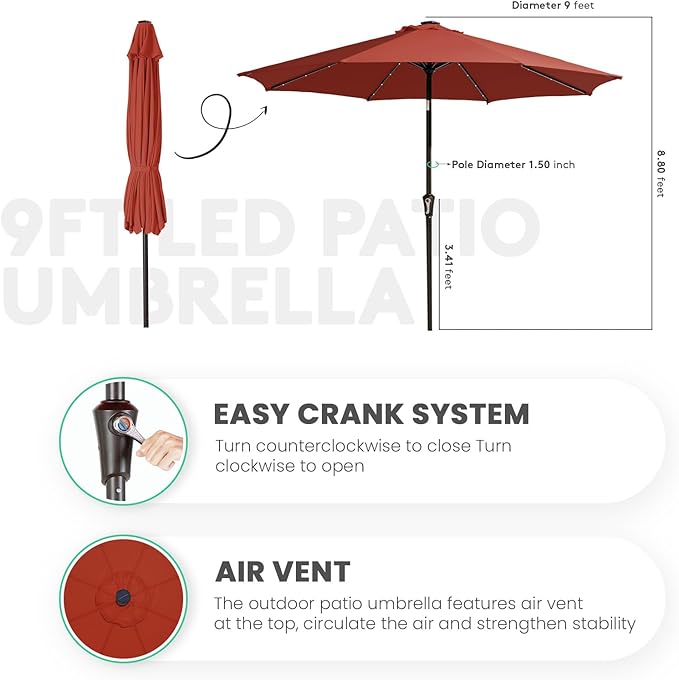 JEAREY 9FT Outdoor Patio Umbrella - Image 3