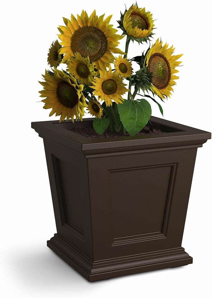 Mayne Fairfield 16-Inch Square Planter – Self-Watering, Weather-Resistant by Mayne