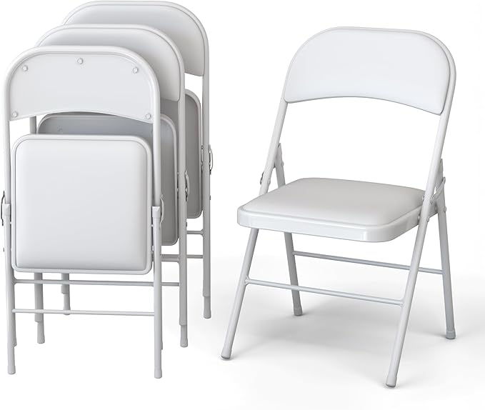 4 Pack Leather Chair | Foldable & Stackable | 350 lbs Capacity Steel Frame Seats by OurModernSpace