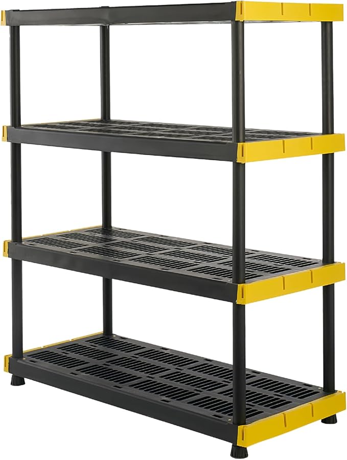 CX Black & Yellow, 4-Tier Heavy Duty Plastic Storage Shelves that Support up to by BLACKYELLOW