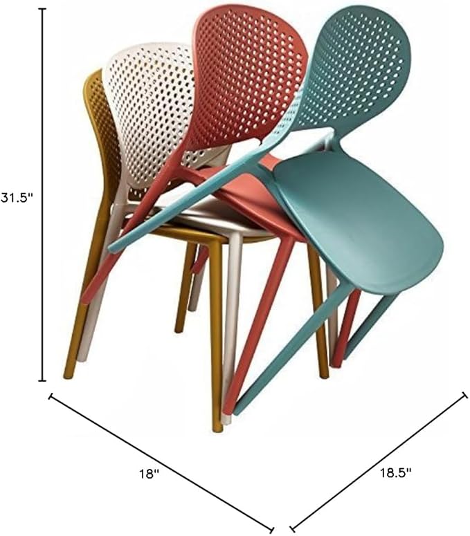 2xhome Set of 4 Patio Dining Chairs | Modern Stackable Outdoor Pool Side Chair - Image 3