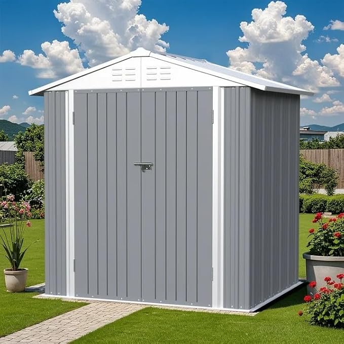 Greesum 6×4FT Outdoor Storage Shed, Metal Patio Storaged Sheds - Image 2