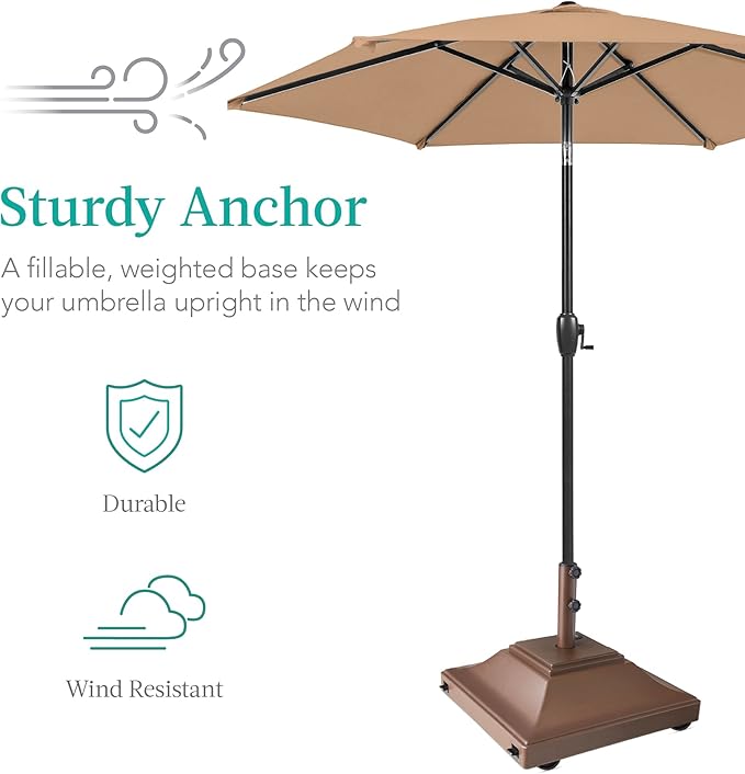 Best Choice Products Fillable Mobile Umbrella Base, Heavy Duty Base, Square - Image 3