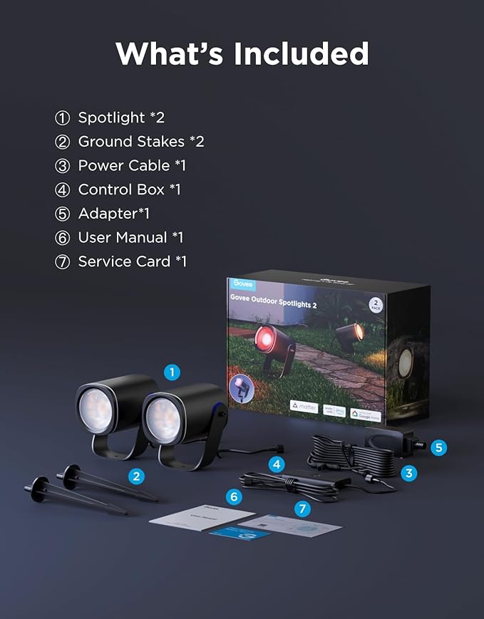 Govee Outdoor Spot Lights 2, IP67 Waterproof Spotlights, Landscape Lights Work - Image 8