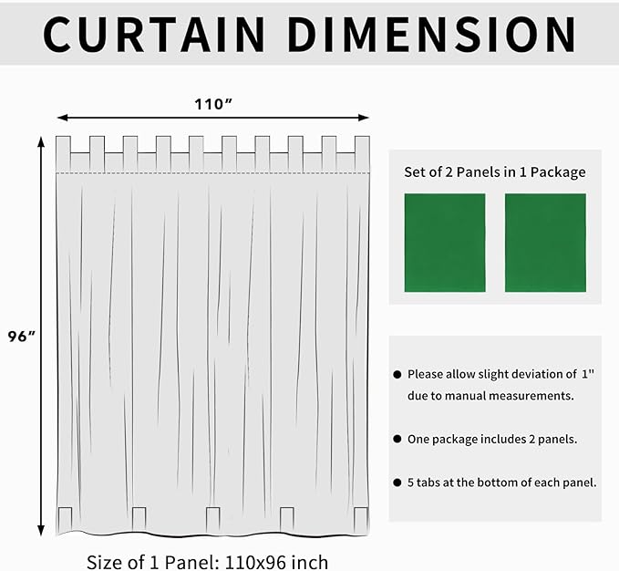 Easy-Going Outdoor Patio Curtains Detachable Tab Top Windproof Weatherproof - Image 6