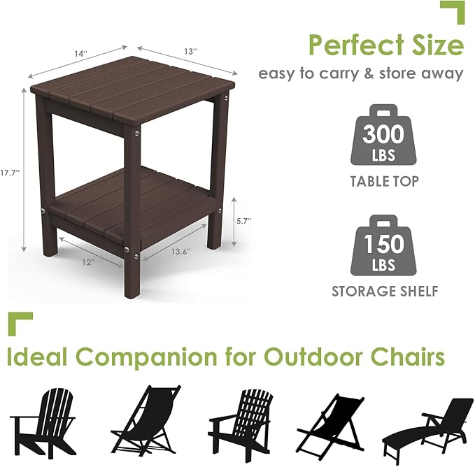 GREENVINES Outdoor Rocking Chair Set | 3-Piece | Dark Brown Wood Grain | 2 - Image 5