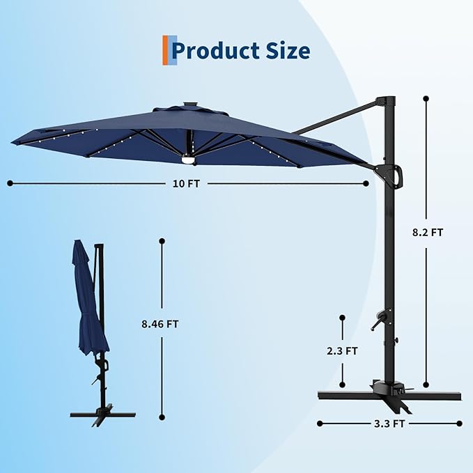 Garvee 10 ft Cantilever Patio Umbrella - Image 7