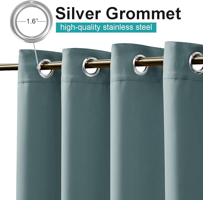 NICETOWN 2 Panels Greyish Blue Outdoor Curtains - Image 3