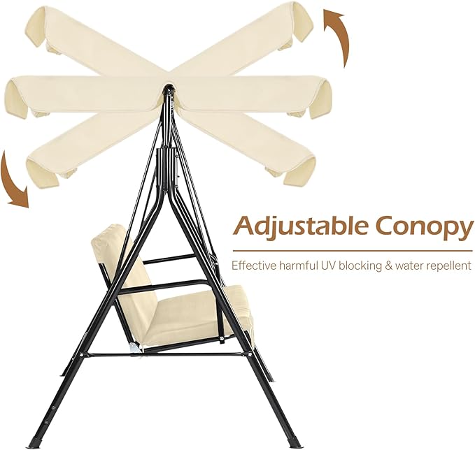 AECOJOY Porch Swing with Stand, 3-Seat Outdoor Clearance Porch Swings - Image 2