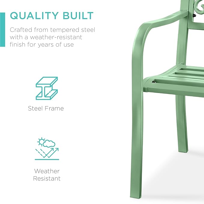 Best Choice Products Outdoor Bench Steel Garden Patio Porch Furniture - Image 4