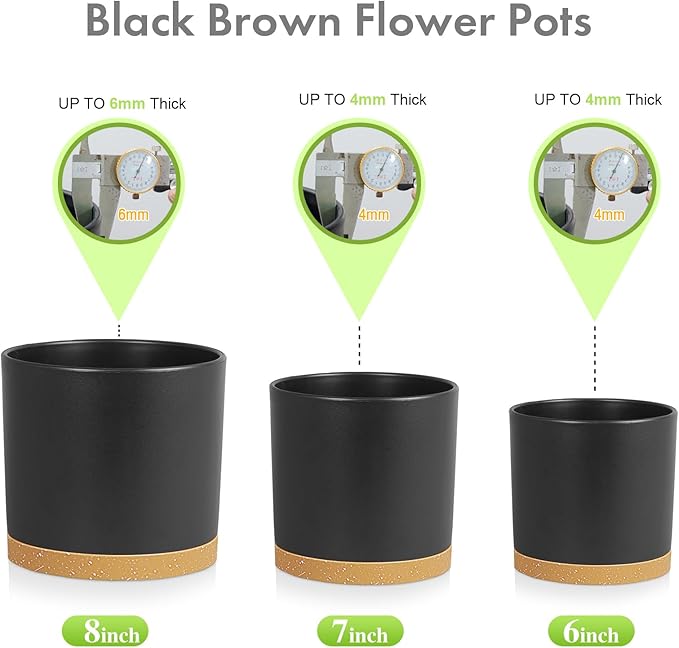 8/7/6 inch Flower Pots, 3 Pack Cylinder Plant Pots - Image 6