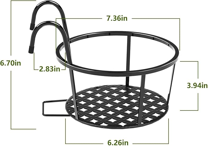 CADANI Iron Hanging Plant Holder Over The Rail Metal Fence Planters, Hanging - Image 3