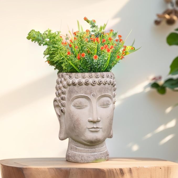 Buddha - Face Flower Pot - Head Planters - Garden Statue - Cactus Succulents by NewmanHouseStudioLLC