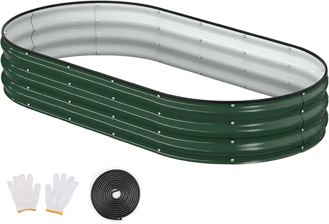 Raised Garden Bed, Oval Metal Planter Box by Patiobay