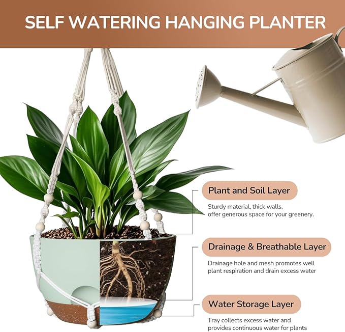 12 Inch Hanging Baskets for Plants Outdoor, Hanging Planters for Indoor Outdoor - Image 3