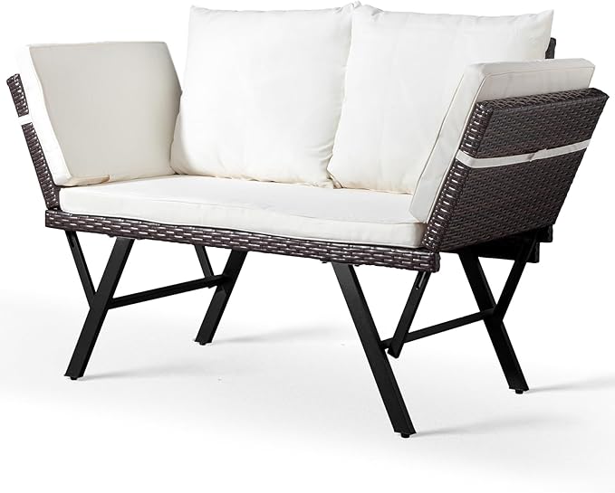 VINGLI Outdoor Loveseat, Woven Rattan Outdoor Sofa - Image 9