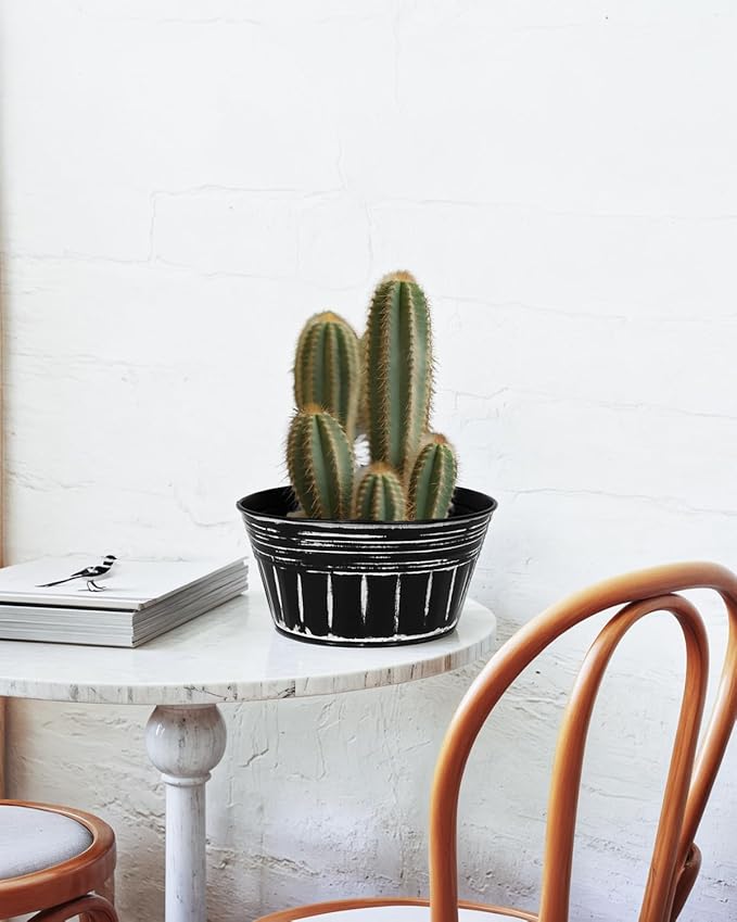 vensovo 10 Inches Black Metal Rustic Plant Pots - Image 6