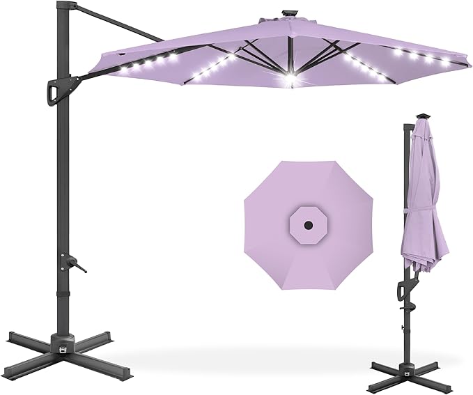 Best Choice Products 10ft Solar LED Cantilever Patio Umbrella, 360-Degree by BestChoiceProducts