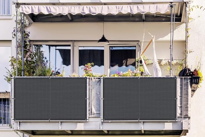 LOVE STORY 3'x12' Dark Grey Balcony Screen Privacy Fence Cover UV Protection - Image 6