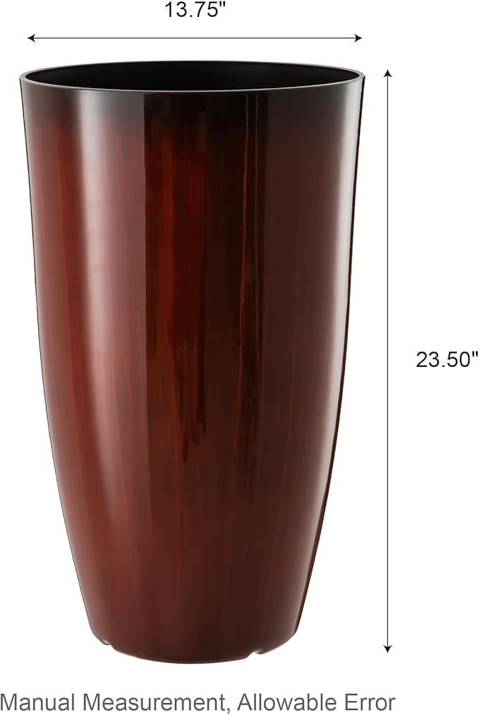 Glitzhome 23.5" H Oversized Tall Planter, Gradient Red Faux Ceramic Finish - Image 8