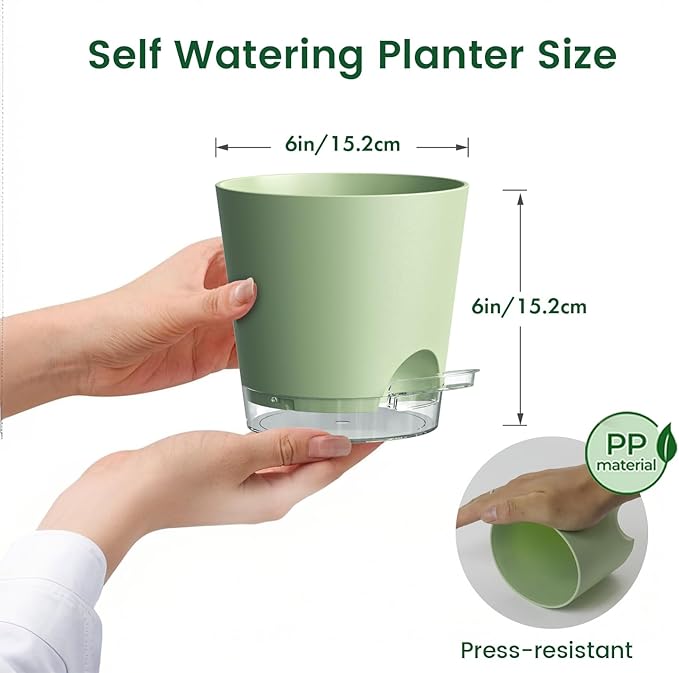 6 inch Self Watering Pots for Indoor Outdoor Plants, 6 Pack Flower Plant Pots - Image 2