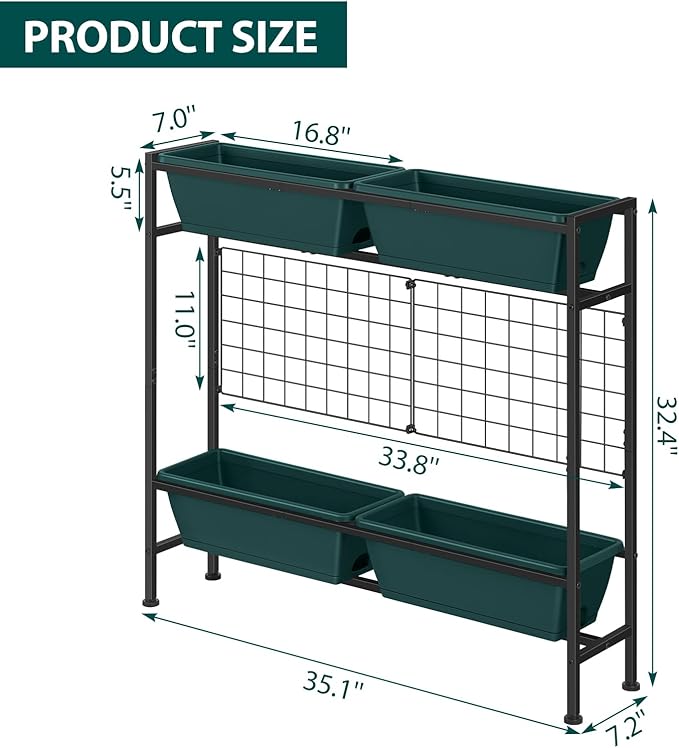 OYEAL Raised Garden Bed with Legs & & Trellis 32" Tall Vertical Herb Garden - Image 2