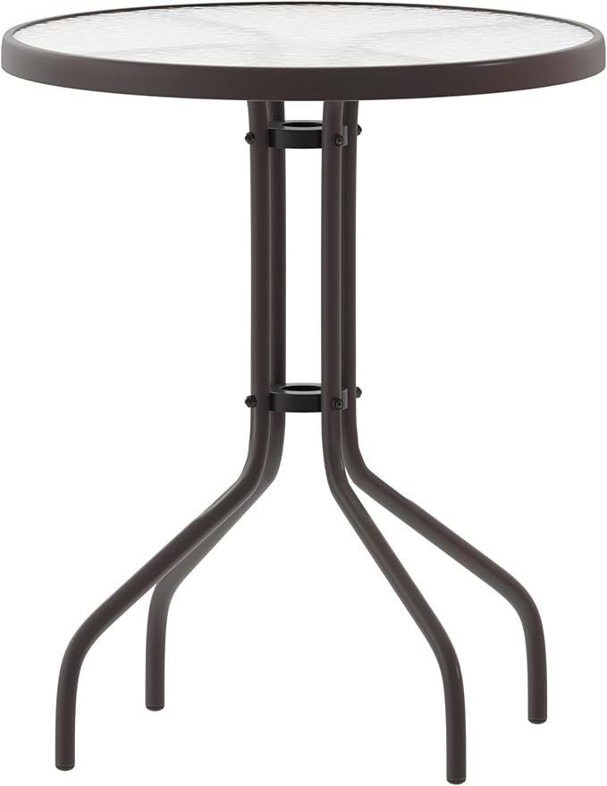 Flash Furniture Bellamy 23.75'' Round Tempered Glass Metal Table by FlashFurniture