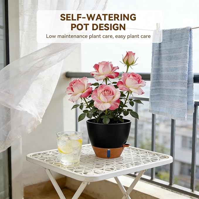 7/6.5/6/5.5/5 Inch Self Watering Pots, Plastic Flower Pots - Image 3