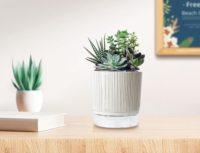 Self Watering Pots for Indoor Plants, 5 & 4 Inch Stylish Flower Pots - Image 6