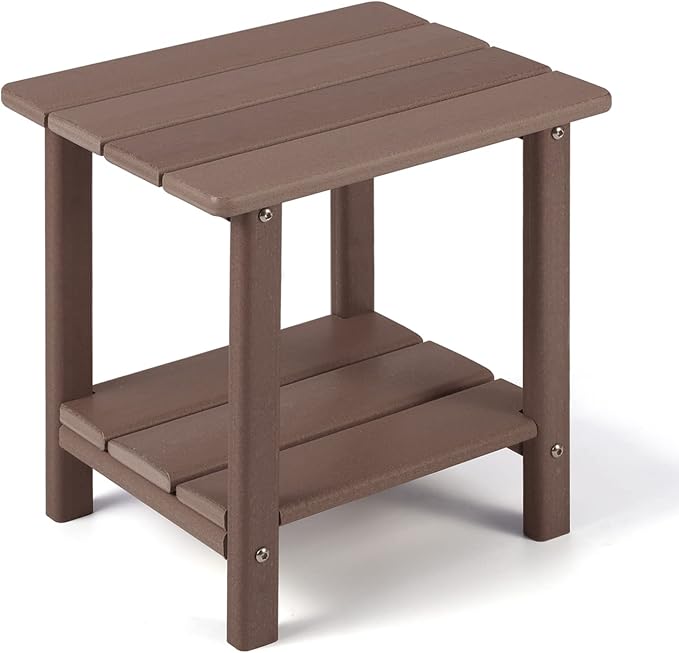 Adirondack Outdoor Side Table, 2-Tier Sturdy Patio End Table Weather Resistant by Apolimi