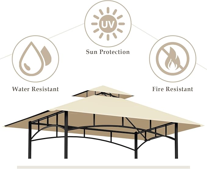Grill Gazebo Replacement Top, 5 * 8 Outdoor BBQ Top Cover, Double Layer BBQ - Image 2