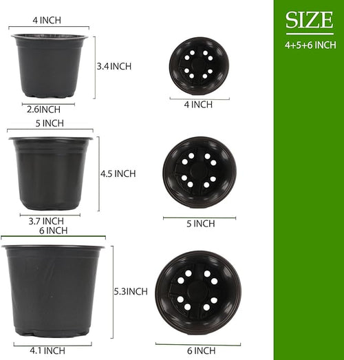 100 Packs Plastic Nursery Pots, 4 5 6 Inches Pots - Image 2