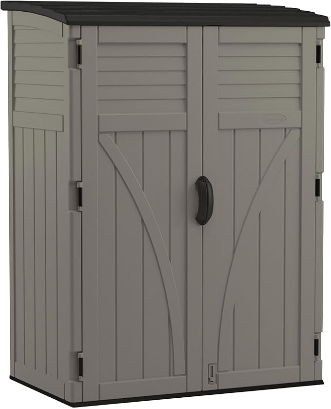 Suncast Outdoor Storage Cabinet Waterproof Resin Vertical Outdoor Storage Shed - Image 4