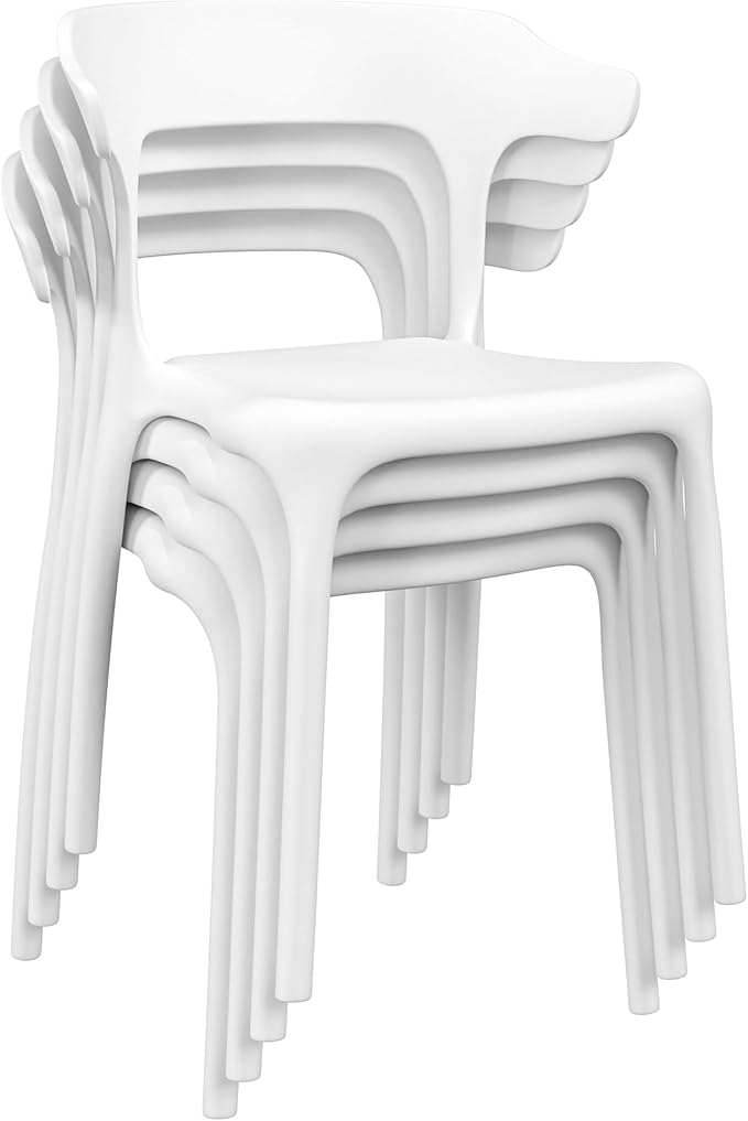 VECELO 4 Pack Plastic Stacking Chairs, Stackable Dining Chairs by VECELO