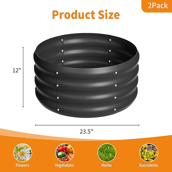 2-Pack 2x1ft Galvanized Raised Garden Bed, Outdoor Planter Bed, Metal Planter - Image 3