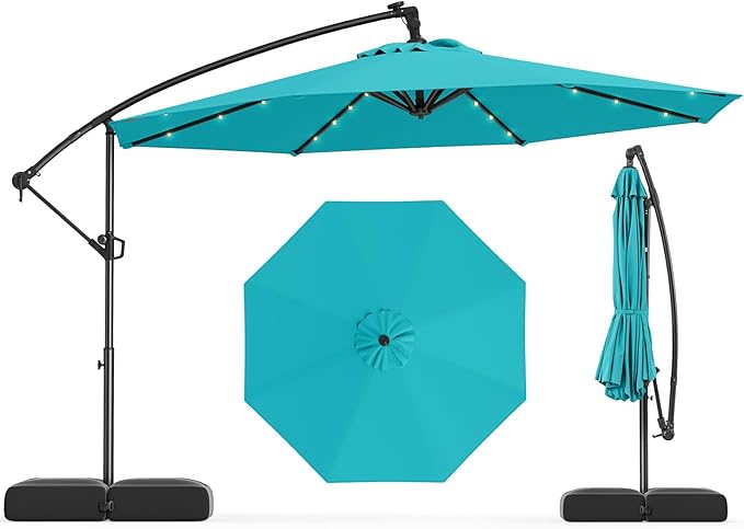 Tangkula 10ft Solar LED Patio Umbrella by TANGKULA