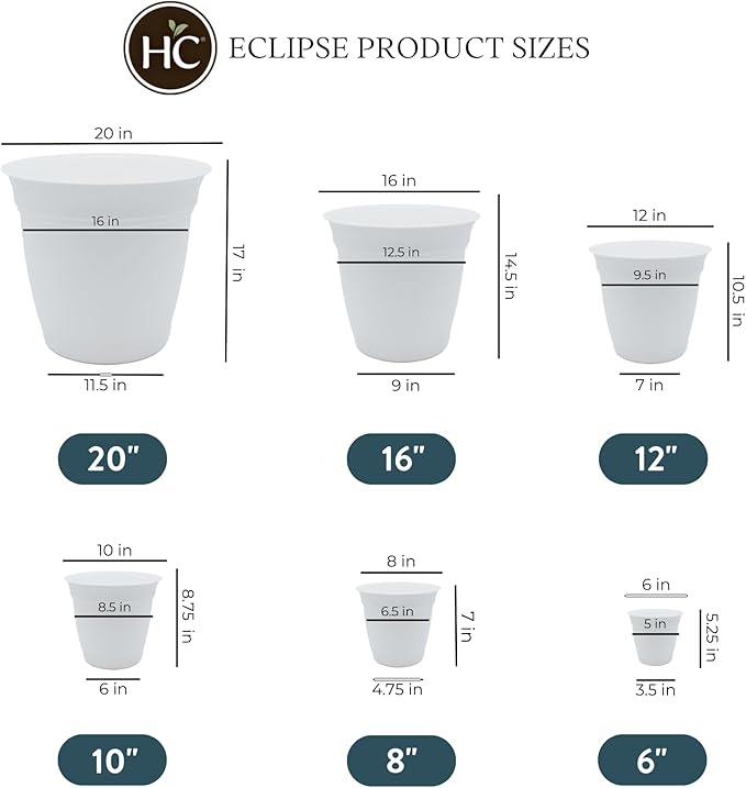 The HC Companies 8 Inch Eclipse Round Planter Pots - Image 3