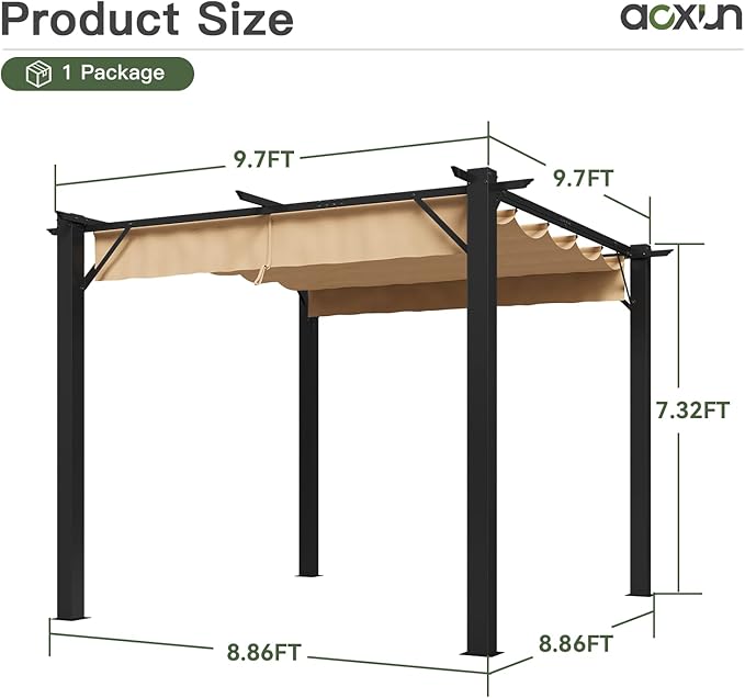 Aoxun 10'x10' Outdoor Pergola, Patio Aluminum Pergola - Image 7