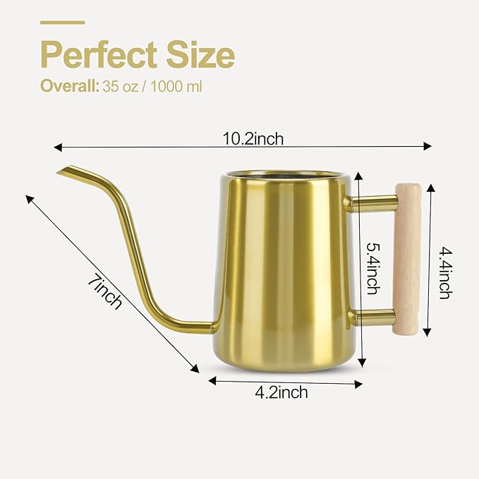 Watering Can Indoor Plants, 35 oz/1000 ml Metal Stainless Steel Watering Can Pot - Image 7