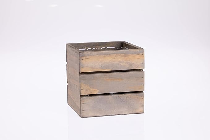 Wood Planter Box with Wine Crate Styled, 5 Inch Square, Rustic Barn Wood - Image 2