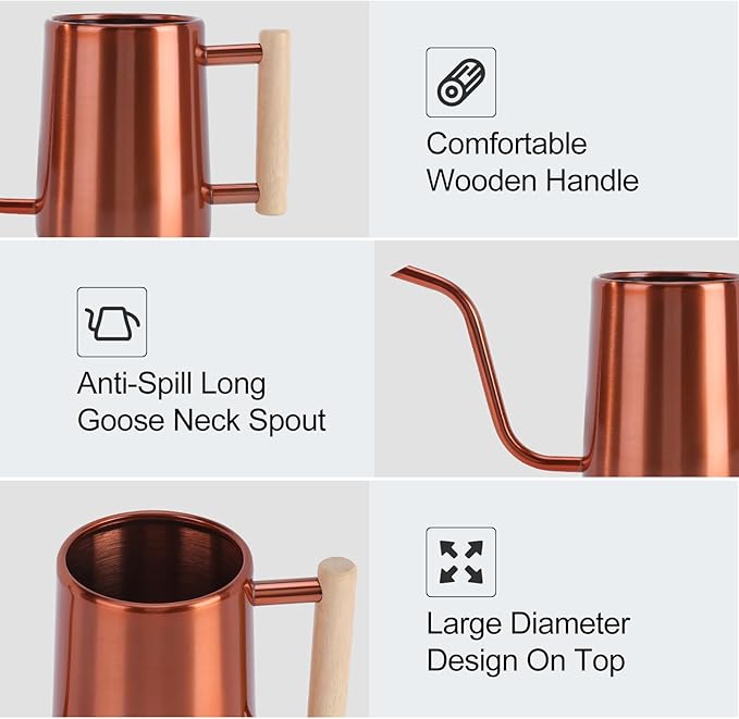 Watering Can Indoor Plants, 35 oz/1000 ml Metal Stainless Steel Watering Can Pot - Image 5
