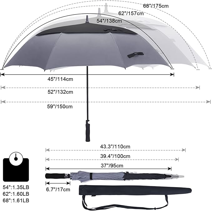 G4Free 47/54/62/68/72 Inch Automatic Open Golf Umbrella Oversize Extra Large - Image 3