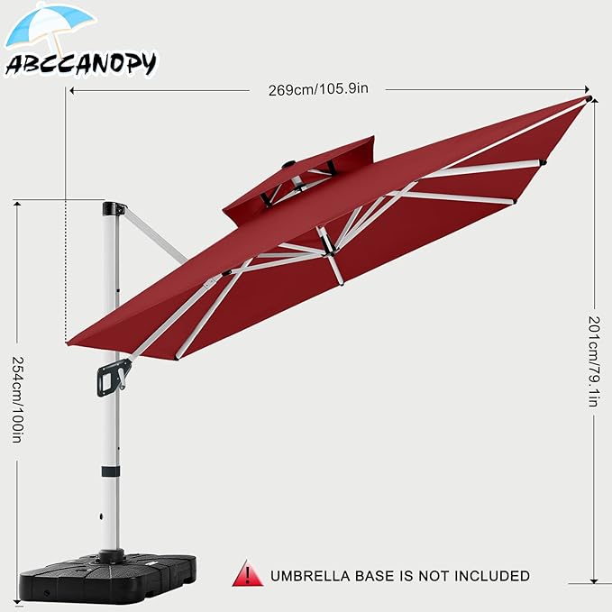 ABCCANOPY Patio Umbrella Cantilever Double Top Outdoor Offset Umbrella - Image 3