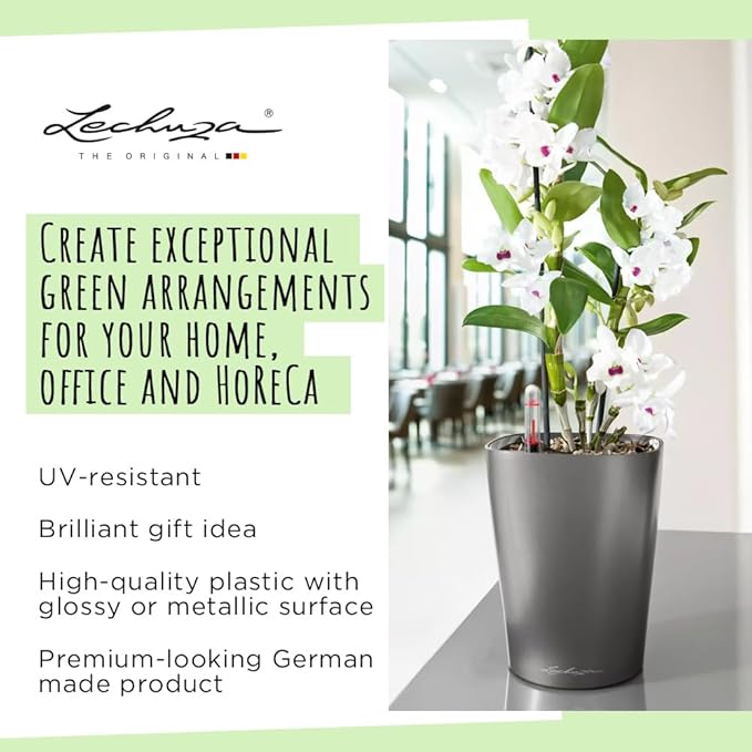 Lechuza DELTINI Shiny Taupe High Gloss, Self-Watering Small Indoor Planter - Image 5