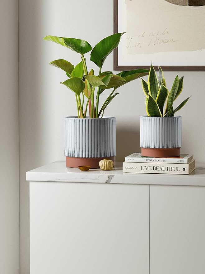 LE TAUCI Ceramic Pots for Plants, 8+6.7+5.5 Inch Plant Pots Indoor, Flower Pot - Image 2