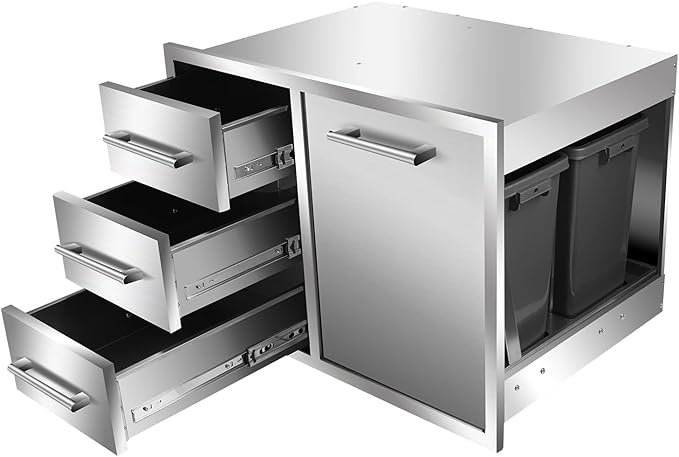 Outdoor Kitchen Drawer Combo, BBQ Access Trash Drawer Combo - Image 3