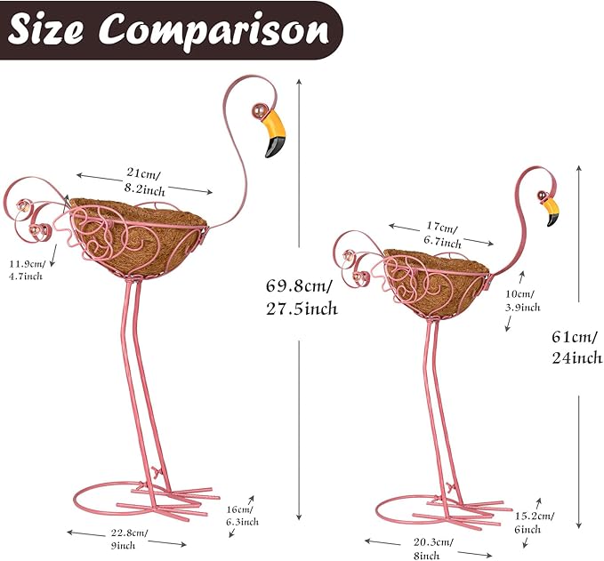 Set of 2 Pink Flamingo Outdoor Planters - Image 3